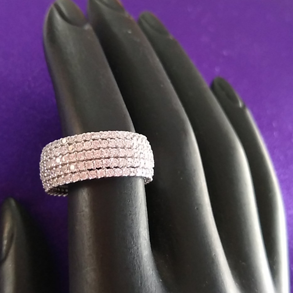 5 Solid Band/Crystal/Silver/Size#8/Ring